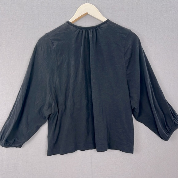 Everlane - women’s The Air Poet Tee black 3/4 balloon sleeve crewneck Tee size M - Picture 6 of 7